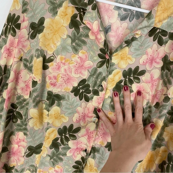 Vintage 90s Farmhouse Floral Button Down Shirt Blouse Womens Plus Size 1X Pink - Picture 4 of 11
